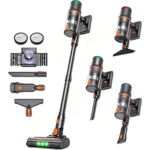 300AW/65Min Self-Standing Cordless Vacuum Cleaner w/ Auto Mode and Wall Mount, Anti-Tangle Brush, LED Touchscreen $46.82