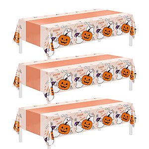 $7.19 Amazon Three Count 54" x 108" Disposable Plastic Tablecloths, in themes for Football Game Parties, Halloween or Christmas Season (Snowmen)