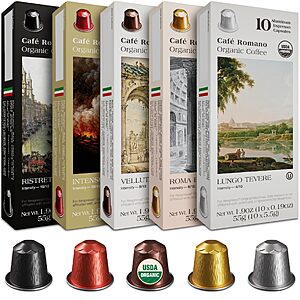 Organic USDA Café Romano Coffee Aluminum Espresso Pods For Nespresso Original Machine 100 Pack Italian Espresso Coffee (Variety pack) $19.19