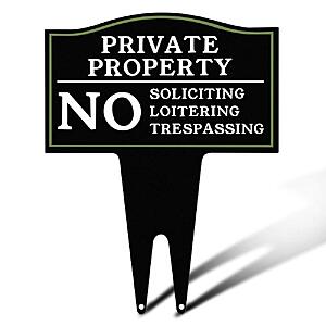 CIGERA Private Property No Trespassing, No Soliciting and No Loitering Signs with Stake $10.5