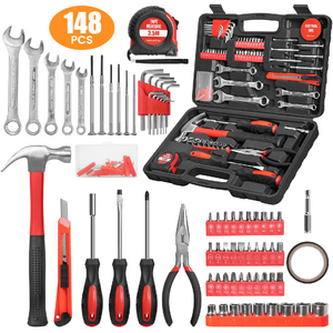 $26 FS WALMART+ by Cshidworld - 148-Piece Tool Set General Household Hand Kit with Plastic Toolbox Storage Case, Mechanic Basic Home Tool Kit for Men and Women