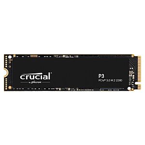 Crucial P3 PCIe Gen3 NVMe 1TB SSD, Up to 3,500MB/s Read, Laptop & Desktop (PC) Compatible, Solid State Drive – CT1000P3SSD8
