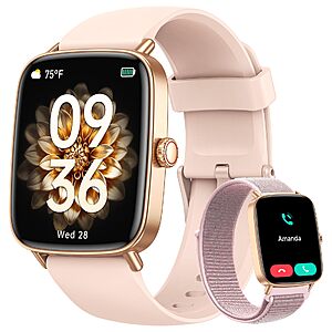 Smart Watch for Women with 2 Bands works with iPhone and Android, $24.59 with code