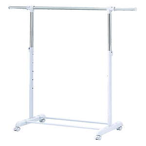 Mainstays Adjustable Rolling Garment Rack (Metal Chrome/White) $10.47 + Free S&H w/ Walmart+ or on $35+