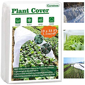 Garutom Freeze Protection Frost Cloth for Plant: 10'x 50' $13.99 and 10'x 33'   $10.47 + Free Shipping w/ Prime or on $35+
