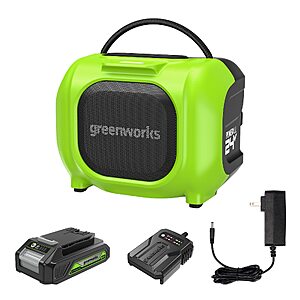 Greenworks 24V Bluetooth Speaker Kit, 2.0 Ah Battery and Charger $69.99