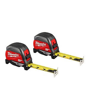 Milwaukee 25 ft. Compact Magnetic Tape Measure (2-Pack) $19.97