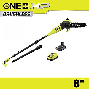 Ryobi ONE+ HP 18V Brushless Whisper Series 8 in. Cordless Battery Pole Saw with 2.0 Ah Battery and Charger $169