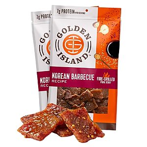 2-Pack 9-Oz Golden Island Korean BBQ Pork Jerky $16.00 w/ S&S + Free Shipping w/ Prime or on $35+