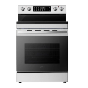 Midea - 30 in. Wide 6.3 cu. ft. 5-Element Freestanding Electric Range with Sapphire Blue Interior, Self Clean, Air Fry, WiFi - Stainless Steel $549.98