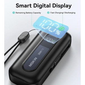 Portable Power Bank with 24 inch Retractable USB C Cables $14.99