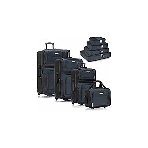 Travel Select Amsterdam Softside Expandable Luggage with Rolling Wheels, Navy, 8-Piece Set (15/21/25/29) with Packing Cubes $49.99