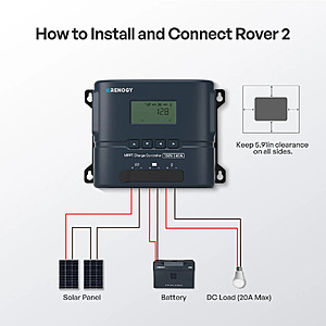 Renogy Rover 2 12V/24V 20A/30A Compact MPPT Charge Controller with Bluetooth $79.2