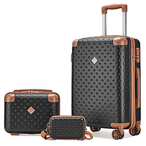 Joyway 3 Piece Luggage Set with Spinner Wheels Carry-On Suitcase Makeup Case and Crossbody Bag $59.99