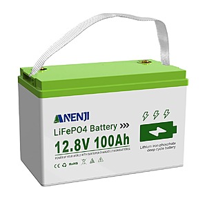 ANENJI 12.8V 100AH LiFePO4 Lithium Battery with Bluetooth $125 + Free Shipping