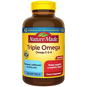 $7.94 or less S&S CLIP Q Nature Made Triple Omega 3 6 9 Supplements, 150 Softgels