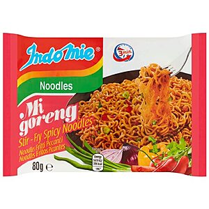 Indomie Mi Goreng Instant Stir Fry Noodles, Halal Certified, Hot & Spicy/Pedas Flavor 2.82 Ounce (Pack of 30)~$17.99 @ Amazon