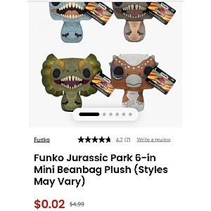 funko jurassic park 6in plush
