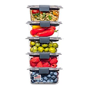 Rubbermaid Brilliance BPA-Free Food Storage Containers Multi Pack, 1.3 Cup Plastic Containers with Lids, 5 Pack $16.18 at Amazon