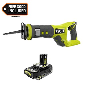 RYOBI ONE+ 18V Cordless Reciprocating Saw with 2.0 Ah Lithium Battery $84