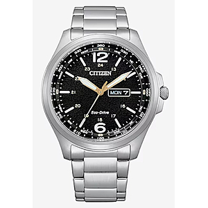 Citizen Eco-Drive Mens Silver Tone Stainless Steel Bracelet Watch Aw0110-58e $140