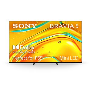 Sony 65 Inch BRAVIA 5 Mini LED 4K HDR Smart Google TV (K-65XR50) $999.97