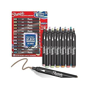 12 count,  Sharpie Creative Markers, Earth Tones, Water-Based Acrylic, Bullet Tip, $8.99, FS Prime, Woot!