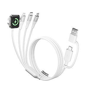 4-in-2 Multi Charging Cable with Smartwatch Charging, 4ft/5ft/6/ft