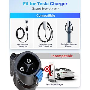 NACS to J1772 Charging Adapter - Max 80 Amp & 250V J1772 EV Adapter Compatible with Tesla