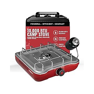 GasOne Single Portable Propane Burner Camp Stove 10k BTU with Removable Cooking Grid and Case $23