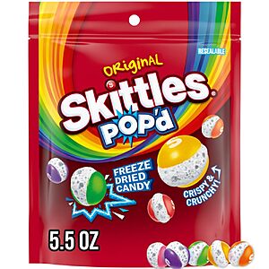 5.5-Oz Skittles POP'd Freeze Dried Candy (Original) 2 for $6.98 ($3.49 each) w/ S&S + Free Shipping w/ Prime or on $35+
