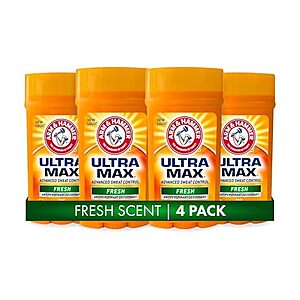 $10 FS PRIME WOOT ARM & HAMMER ULTRA MAX Deodorant, Fresh Scent, Solid Stick 2.6 oz, 4-Pack