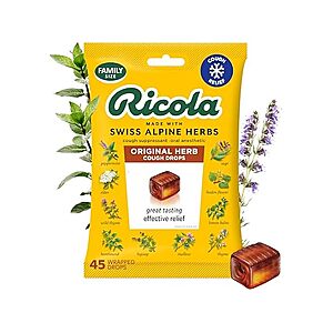 $4 FS PRIME WOOT Ricola Original Herb Cough Drops 45 Count Cough Suppressant and Throat Relieving Drops with Naturally Sourced Menthol Pleasing Herbal Taste
