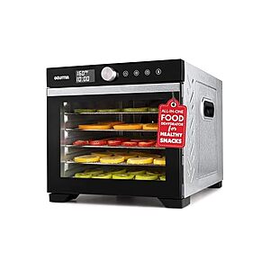 $54.99: Gourmia Digital Food Dehydrator, 6 Stainless Steel Trays, 600W, 95–165°F, Glass Door at Woot!