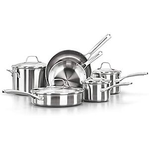 [Prime] $132.99* | 10-Pc Calphalon Classic Stainless Steel Cookware Set at Amazon