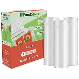[Prime, SnS] $18.03* | 3-Pack 8" x 20' FoodSaver Vacuum Heat Seal Rolls at Amazon