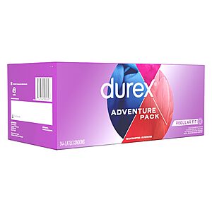 $41 or less S&S, Q, MultiBuy 2 x Durex Condoms Variety Adventure Pack, Mix of Durex Extra Sensitive Smooth & Stimulating & Performax Intense Ribbed & Dotted Latex Condoms, 144 Coun