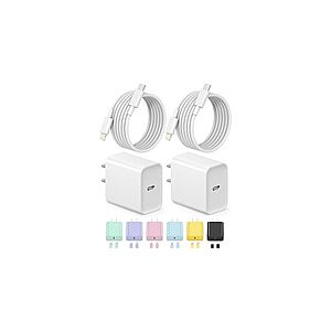 iPhone Charger Fast Charging (2x 6FT Cable and 2 x USB-C Wall Charger) $6.99