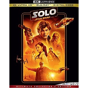 SOLO: A STAR WARS STORY 4K + Blu Ray + Digital $22.99 Amazon.com