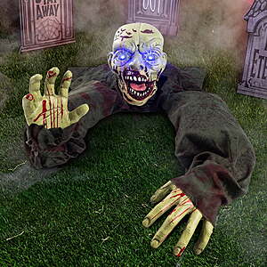 $19.99ac  FS Walmart+ by JOYFY   Halloween Groundbreaker Animated Halloween Decorations Zombie with Creepy Sound and Flashing Eyes,