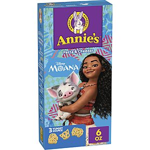 Annie's Disney Moana Shapes Cheddar Mac & Cheese, 6 oz Organic Pasta Featuring Moana, Pua and Maui Pasta, 8g Whole Grain Per Serving~$1.11 After Coupon & S&S @ Amazon