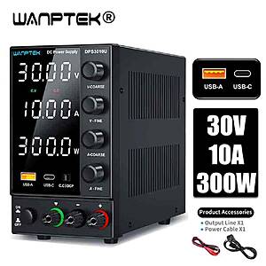 Wanptek Adjustable DC Power Supply 30V 10A Laboratory Bench Power Source DPS3010U $40.60 + Free Shipping