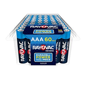 [S&S] Rayovac High Energy AAA Batteries (60 Pack), Alkaline Triple A Batteries $15.17