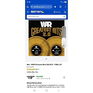 War Greatest Hits 2.0 vinyl LP