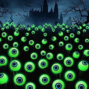 Cnuoky Halloween Decorations Outdoor, 6Pack 48 LEDs Solar Eyeball Lights