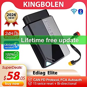 KINGBOLEN Ediag Elite Bi-Directional Scanner with Lifetime Free Update &15 Resets Car Diagnostic Tool $53 + Free Shipping