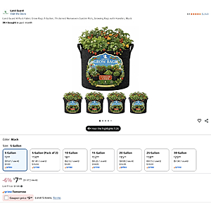 Land Guard 4-Pack Fabric Grow Bags 5 Gallon for $5.24 (with coupon)