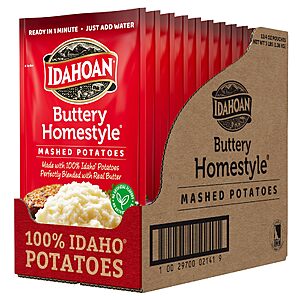 Idahoan® Buttery Homestyle® Mashed Potatoes, 4 oz (Pack of 12)~$11.99 @ Amazon