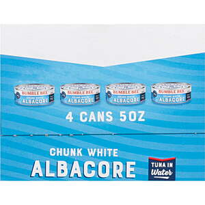 Bumble Bee Chunk White Albacore Tuna in Water, Wild Caught, Gluten Free, Shelf Stable Can, 5 oz (Pack of 4)