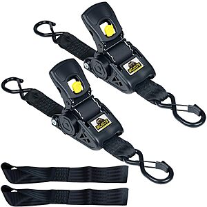 BCJCLTS Retractable Ratchet Straps (2-Pack) - 2in x 10ft, Black $35.69